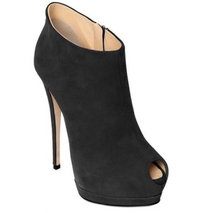 Giuseppe Zanotti 140mm Suede Black Open Toe Low Boots_1